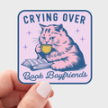 Crying Over Book Boyfriends Sticker - cat, kitten, bookshop