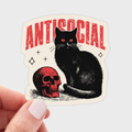 Antisocial Sticker - cat, kitten, introvert, skull, creepy