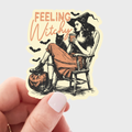 Feeling Witchy Sticker - black cat, witch, halloween, spooky