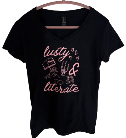 Lusty & Literate - Black V-Neck T-Shirt